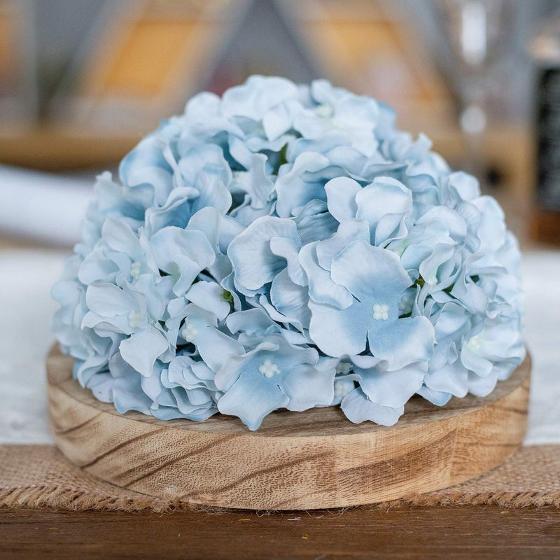 Exoment Silk Hydrangea Heads with Stems,Lake Blue Artificial Flower Heads DIY Wedding Centerpiece Home Party Baby Shower Decor (10, Lake Blue) - Image 4